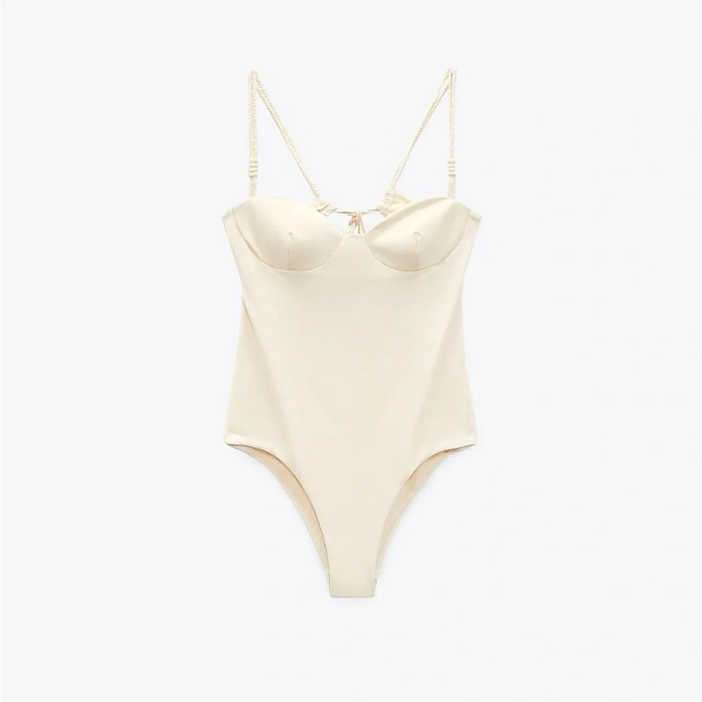 Zara| BRAIDED STRAP SWIMSUIT - Picture 1 of 2